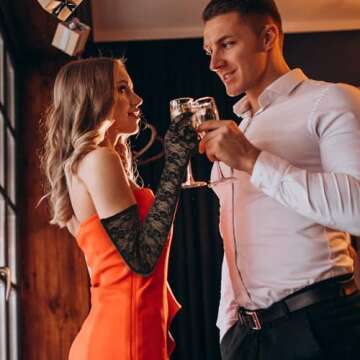 Lusofie Lace Gloves Women Long Elegant Black Tea Party Gloves 1920s Engagement Dress Party Dance Cocktail Party Opera Performance Mittens Formal Gloves (Black)