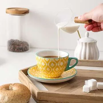 Selamica Ceramic Cappuccino Cups Set of 6 Assorted Colors