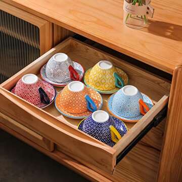 Selamica Ceramic Cappuccino Cups Set of 6 Assorted Colors