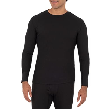 Fruit of the Loom Men's Eco-Friendly Thermal Crew Top, Black