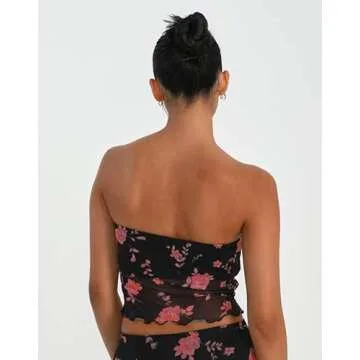 Women's Sexy Two Piece Long Skirt Set Halter Crop Tube Top and Split Maxi Skirt Summer Outfits Y2k Clubwear(V1- Black,S)