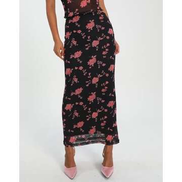 Women's Sexy Two Piece Long Skirt Set Halter Crop Tube Top and Split Maxi Skirt Summer Outfits Y2k Clubwear(V1- Black,S)