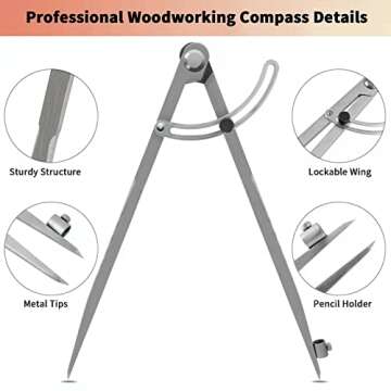 8" Precision Woodworking Compass for Drafting & Art