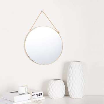 Elegant Dahey Hanging Circle Mirror 11.75" for Home Decor