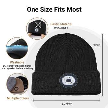Bluetooth Beanie with LED Light - Unisex Music Hat