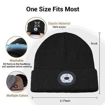 Bluetooth Beanie with LED Light - Unisex Music Hat