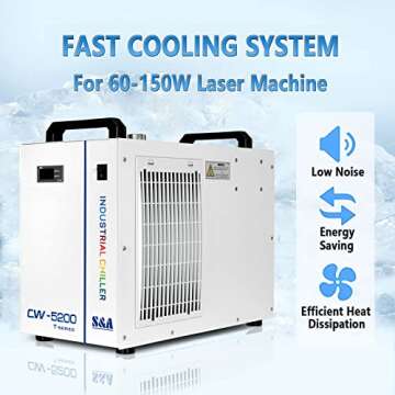 S&A 7L Industrial Water Chiller CW-5200DH 0.9HP 3.43gpm Water Cooling System for 60W 70W 80W 90W 100...