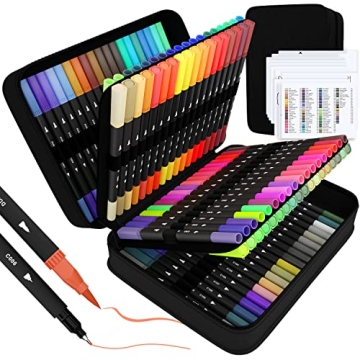 Sunacme Dual Brush Markers Set - 110 Colors for All Ages