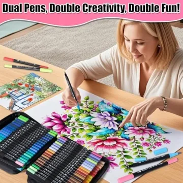 Sunacme Dual Brush Markers Set - 110 Colors for All Ages