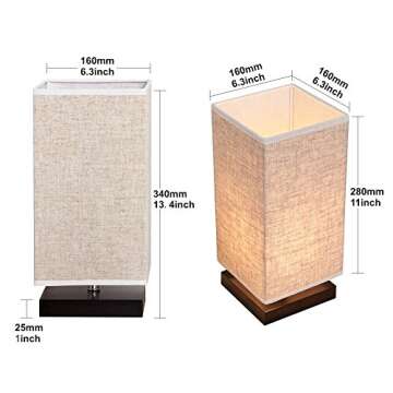 ZEEFO Simple Table Lamp, Retro Solid Wood and Fabric Shade Style Relax Lighting for Bedroom Bedside Desk Lamp, Contemporary Living Room, Study, Cafe, Baby Room (Not Battery Powered)