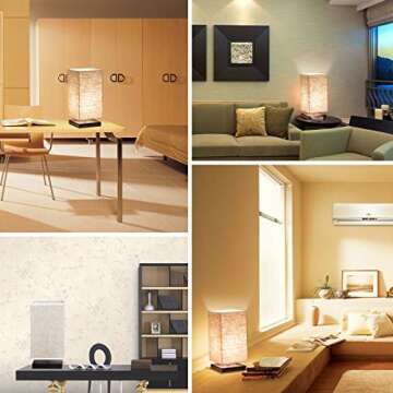 ZEEFO Simple Table Lamp, Retro Solid Wood and Fabric Shade Style Relax Lighting for Bedroom Bedside Desk Lamp, Contemporary Living Room, Study, Cafe, Baby Room (Not Battery Powered)