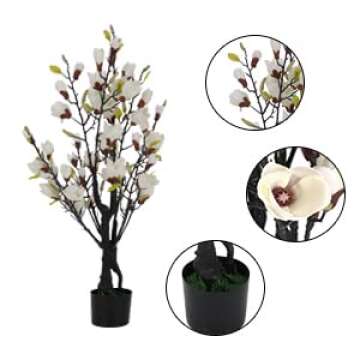 3.6ft（43”） Artificial Magnolia Indoor Artificial Pruning Trees Home Office Decoration Plants