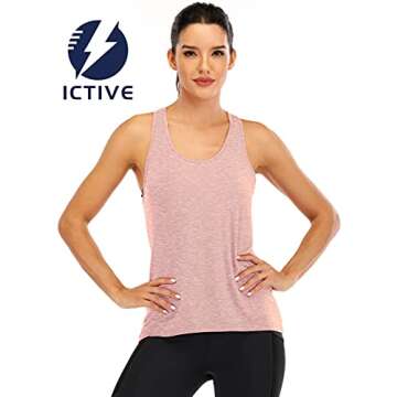 ICTIVE Womens Cross Backless Workout Tops for Women Racerback Open Back Shirts Athletic Sleeveless Clothes Apricot S
