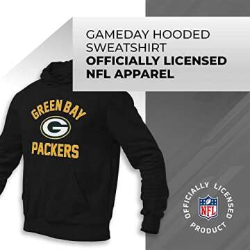 Team Fan Apparel NFL Adult Gameday Hooded Sweatshirt - Poly Fleece Cotton Blend - Stay Warm and Represent Your Team in Style (Green Bay Packers - Black, Medium)