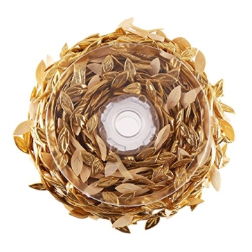 DECORA 36 Yards Artificial Gold Leaf Ribbon Trim for Wreath Making and Christmas Gift Wrapping Wedding Decoration