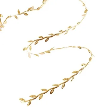 DECORA 36 Yards Artificial Gold Leaf Ribbon Trim for Wreath Making and Christmas Gift Wrapping Wedding Decoration