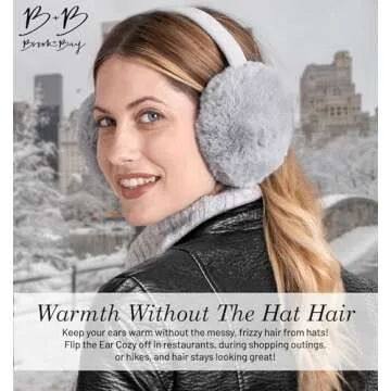 Brook + Bay Foldable & Furry Ear Muffs For Women & Men, Fleece Ear Warmers For Women, Ear Muffs For Winter, Women Earmuffs