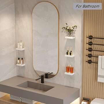 HAO Small Floating Shelf 6 inch Wall Mounted Mini Hanging Display Shelves for Living Room Bedroom Ba...