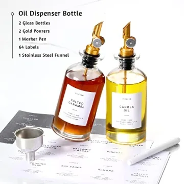 VITEVER Olive Oil Dispenser Set Glass Bottles Weighted Pourer