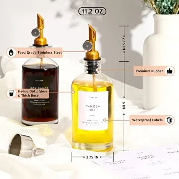 VITEVER Olive Oil Dispenser Set Glass Bottles Weighted Pourer
