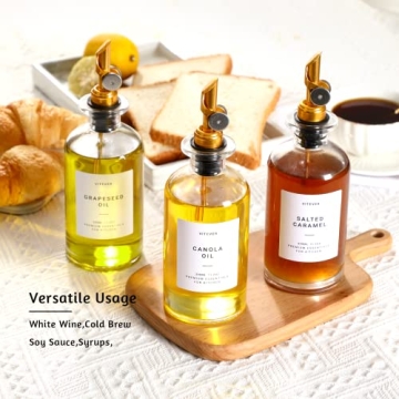 VITEVER Olive Oil Dispenser Set Glass Bottles Weighted Pourer