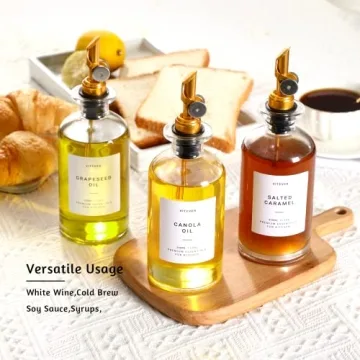 VITEVER Olive Oil Dispenser Set Glass Bottles Weighted Pourer