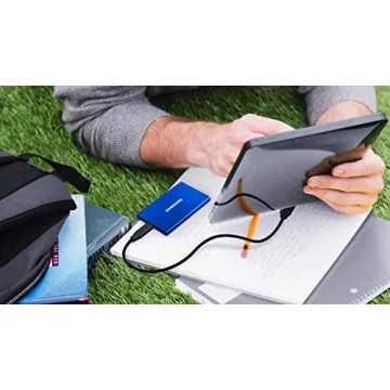 SAMSUNG T7 Portable SSD, 1TB External Solid State Drive, Speeds Up to 1,050MB/s, USB 3.2 Gen 2, Reliable Storage for Gaming, Students, Professionals, MU-PC1T0H/AM, Blue