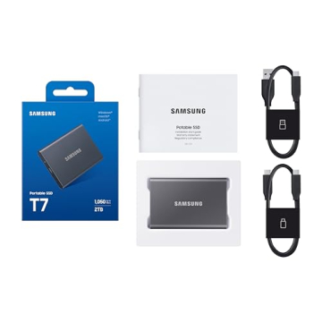 SAMSUNG T7 Portable SSD, 1TB External Solid State Drive, Speeds Up to 1,050MB/s, USB 3.2 Gen 2, Reliable Storage for Gaming, Students, Professionals, MU-PC1T0H/AM, Blue
