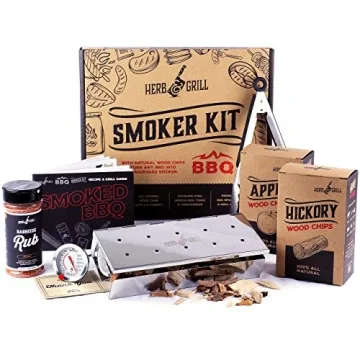 Herb & Grill BBQ Cooking Gift Set for Dad - 8 Piece Smoker Kit