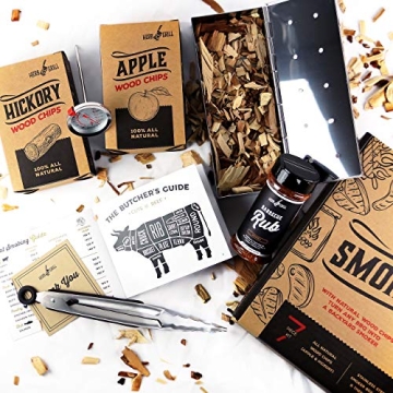 Herb & Grill BBQ Cooking Gift Set for Dad - 8 Piece Smoker Kit