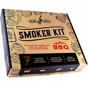 Herb & Grill BBQ Cooking Gift Set for Dad - 8 Piece Smoker Kit