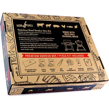 Herb & Grill BBQ Cooking Gift Set for Dad - 8 Piece Smoker Kit