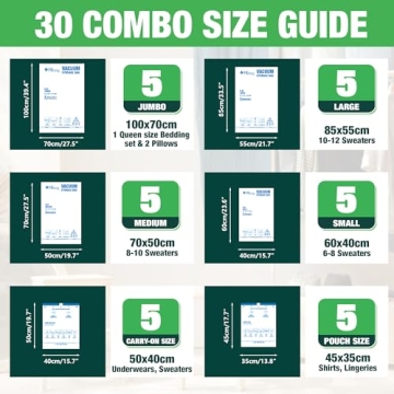 HIBAG Vacuum Storage Bags 30-Pack with Electric Pump