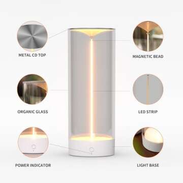 AUGE LIGHT Minimalist Desk Lamp Cordless Table Lamps LED Rechargeable Modern Nightstand Lights Dimmable with 3 Levels for Gaming, Home Office, Bedroom, Living Room, Kitchen, Bar, Restaurant