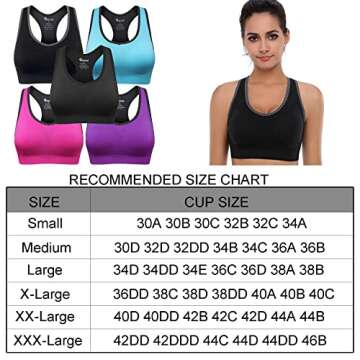 BAOMOSI Women's Seamless Racerback Sports Bra High Impact Support Yoga Gym Workout Fitness Black Blu...