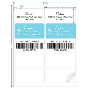 Methdic Shipping Labels 2"×4" 300 Labels Sticker Paper for Laser/Ink Jet Printer Mailing Labels 8.5"*11" White 10 per Sheet