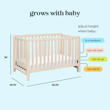 Carter's by DaVinci Colby 4-in-1 Convertible Crib - GREENGUARD Gold Certified Convertible Baby Crib to Toddler Bed, Daybed, Full-Size Bed - Wooden Baby Bed w/Four Adjustable Heights - Washed Natural
