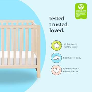 Carter's by DaVinci Colby 4-in-1 Convertible Crib - GREENGUARD Gold Certified Convertible Baby Crib to Toddler Bed, Daybed, Full-Size Bed - Wooden Baby Bed w/Four Adjustable Heights - Washed Natural