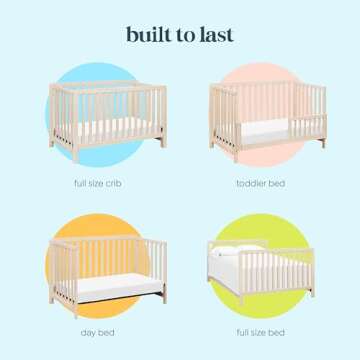 Carter's by DaVinci Colby 4-in-1 Convertible Crib - GREENGUARD Gold Certified Convertible Baby Crib to Toddler Bed, Daybed, Full-Size Bed - Wooden Baby Bed w/Four Adjustable Heights - Washed Natural