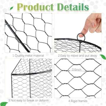 Tandefio 4 Pack Arch Metal Tunnel Chicken Wire Cloche for Garden Plant Protector and Cover 18.5 x 8 Inch Garden Cloche Plant Protection Cage from Wild Animals for Seedlings Flowers Vegetable
