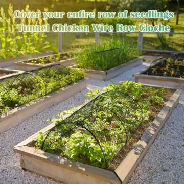 Tandefio 4 Pack Arch Metal Tunnel Chicken Wire Cloche for Garden Plant Protector and Cover 18.5 x 8 Inch Garden Cloche Plant Protection Cage from Wild Animals for Seedlings Flowers Vegetable