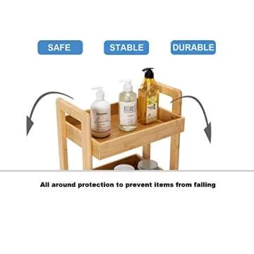 PELYN Console Table, Entryway Table with 3 Tier Storage Shelves, Bamboo Sofa Table for Entryway, Living Room, Hallway, Couch, Kitchen, Bathroom