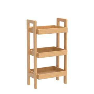 PELYN Console Table, Entryway Table with 3 Tier Storage Shelves, Bamboo Sofa Table for Entryway, Living Room, Hallway, Couch, Kitchen, Bathroom