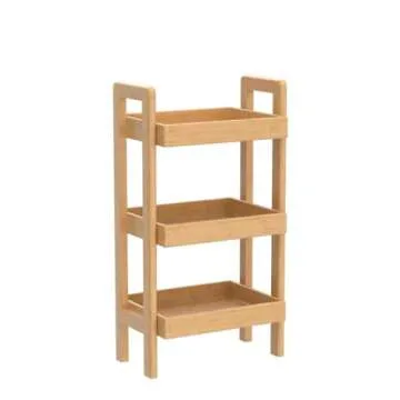 PELYN Console Table, Entryway Table with 3 Tier Storage Shelves, Bamboo Sofa Table for Entryway, Living Room, Hallway, Couch, Kitchen, Bathroom