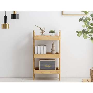 PELYN Console Table, Entryway Table with 3 Tier Storage Shelves, Bamboo Sofa Table for Entryway, Living Room, Hallway, Couch, Kitchen, Bathroom