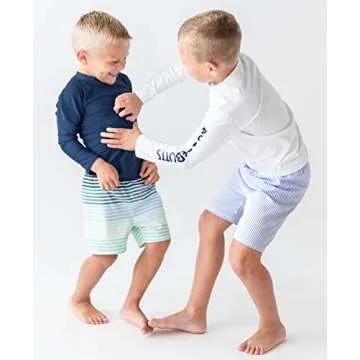 RuggedButts Boys Seersucker Swim Trunks - UPF 50+