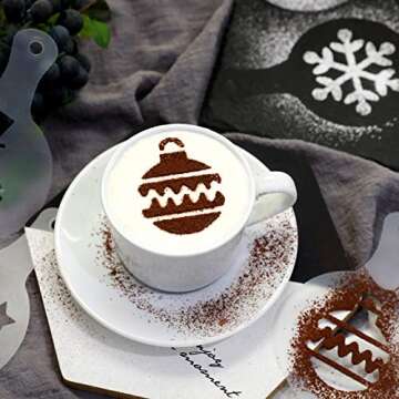 36 Coffee Decorating Stencils + 2 Stainless Steel Mesh Powder Shaker, Magnoloran Foam Latte Art Stencils Barista Templates for Decorating Oatmeal Cupcake Cake Cappuccino Mousse Hot Chocolate