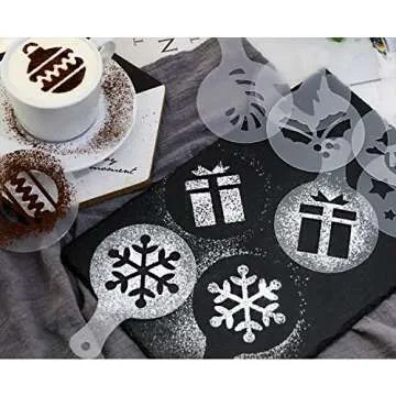 36 Coffee Decorating Stencils + 2 Stainless Steel Mesh Powder Shaker, Magnoloran Foam Latte Art Stencils Barista Templates for Decorating Oatmeal Cupcake Cake Cappuccino Mousse Hot Chocolate