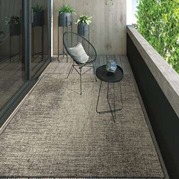 Antep Rugs Patio 5x7 Outdoor/Indoor Modern Abstract Area Rug (Gray, 5'3" x 7'6")