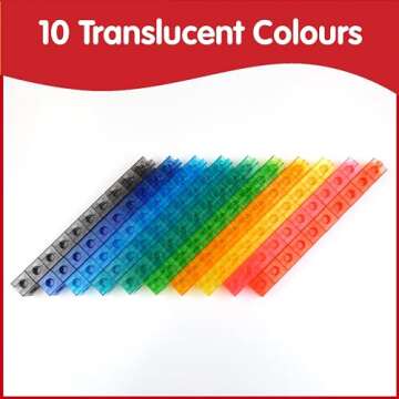 edxeducation Translucent Linking Cubes - Construction Toy for Early Math - Set of 100 - 0.8 Inch - Light Table Toy - Elementary + Preschool Learning